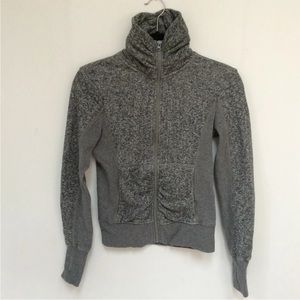 Saks Fifth Avenue  Sweatshirt Zipper Front Long Sleeve Heather Gray Size XS